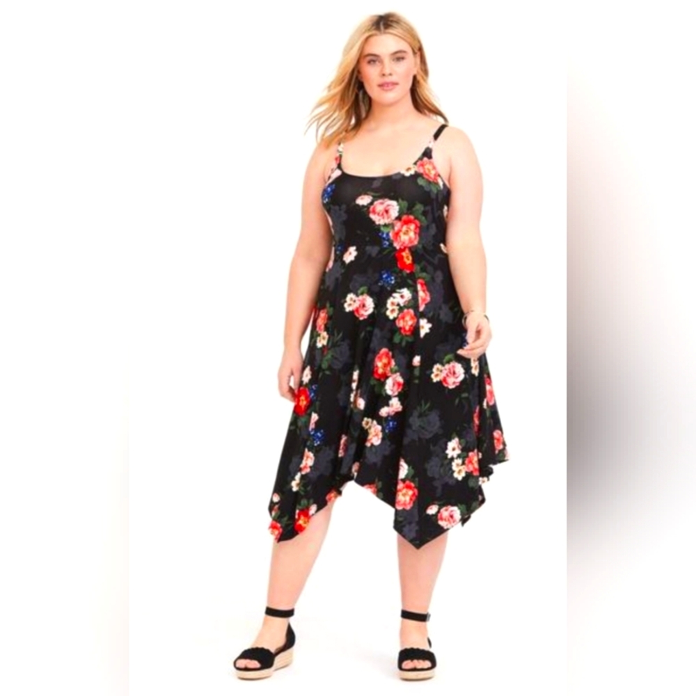 Torrid Black Floral Trapeze Dress size 3, 3x, 22, 24